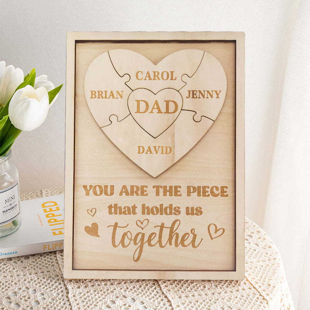 Personalized Dad Puzzle Sign You Are the Piece That Holds Us Together Gifts for Dad - yournamenecklaceuk