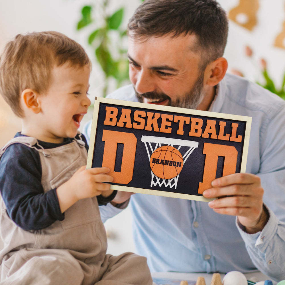 Personalized Basketball Dad Wooden Name Sign Plaque Father's Day Gift for Dad Grandpa - yournamenecklaceuk