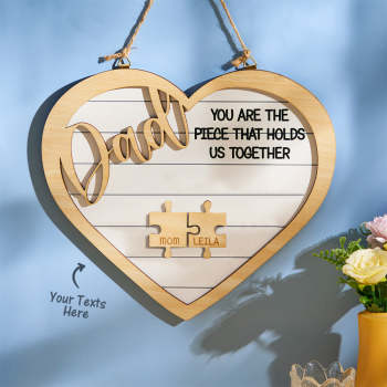 Custom Engraved Ornament Heart Shape Puzzle Pieces Gifts for Dad - yournamenecklaceuk