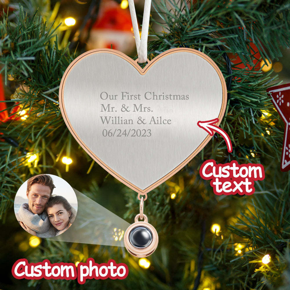 Custom Projection Ornament Personalized Heart Christmas Ornament Gifts for Her - yournamenecklaceuk