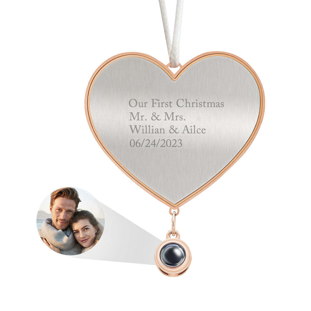 Custom Projection Ornament Personalized Heart Christmas Ornament Gifts for Her - yournamenecklaceuk