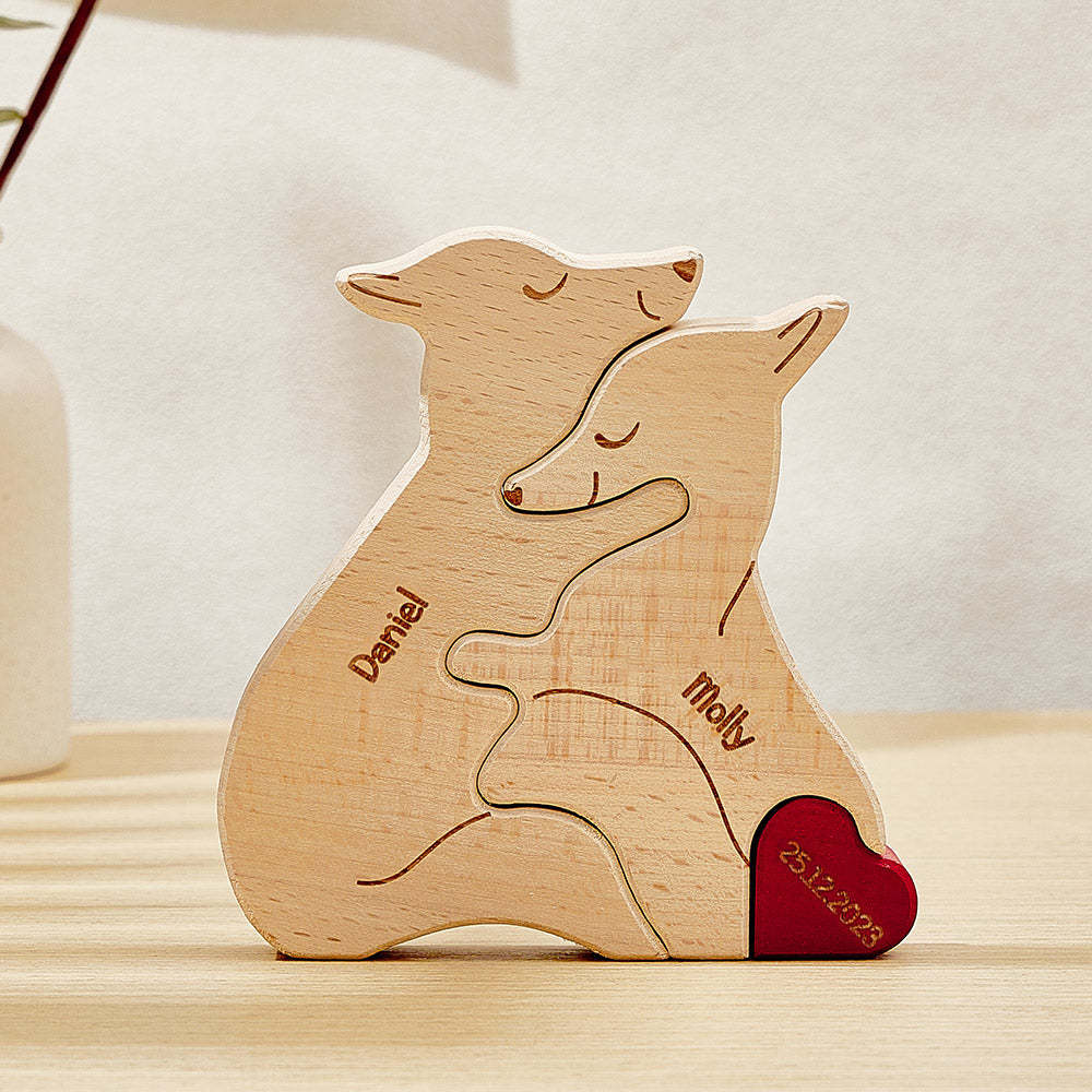 Personalized Wooden Fox Custom Family Member Names Puzzle Home Decor Gifts - yournamenecklaceuk