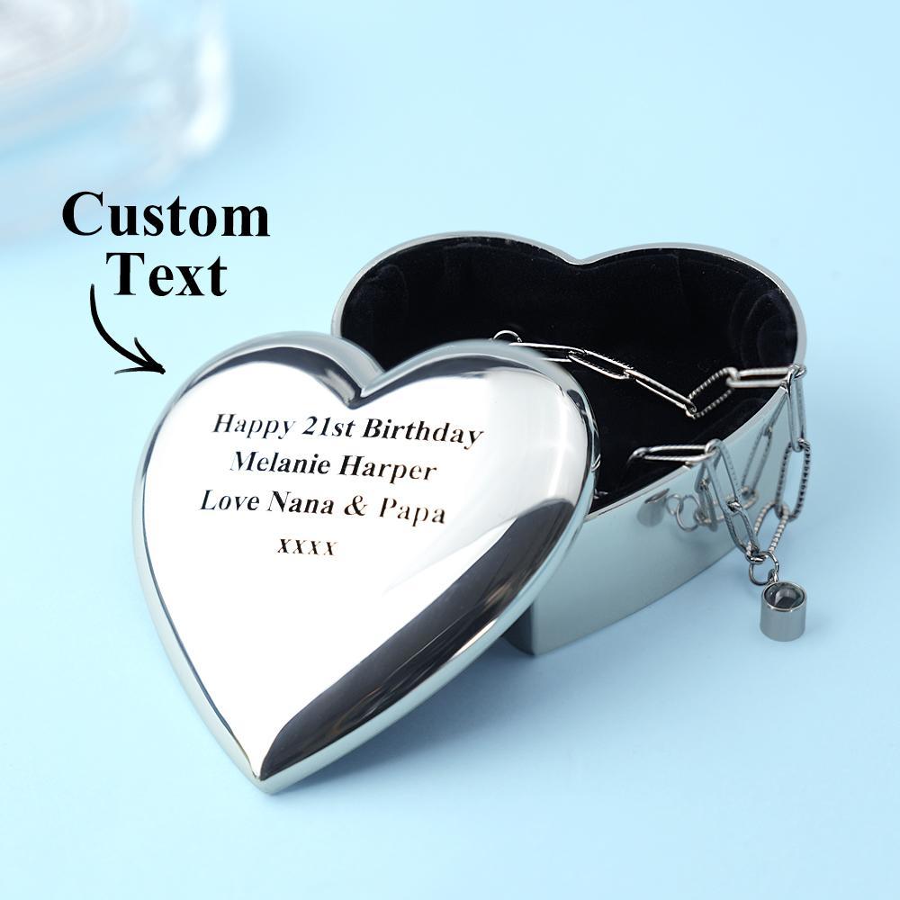 Personalized Engraved Heart Ring Box Exquisite Metal Jewelry Box Gifts For Her - yournamenecklaceuk