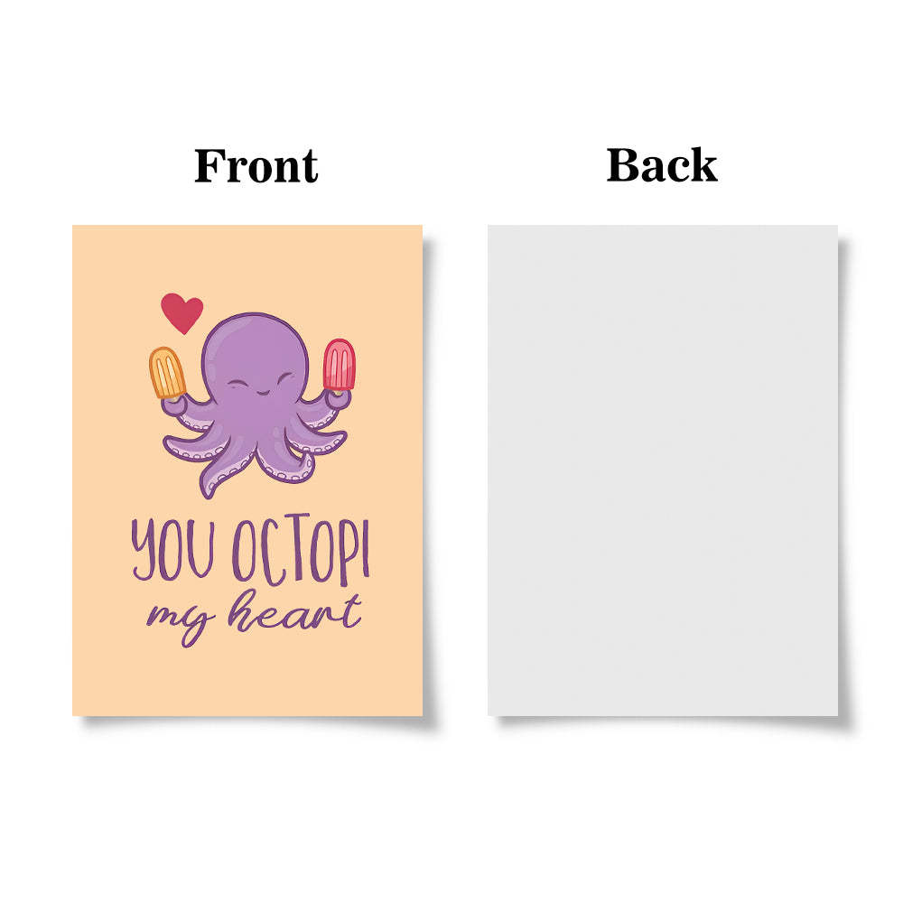Funny You Octopi My Heart Octopus Valentine's Day Card - yournamenecklaceuk