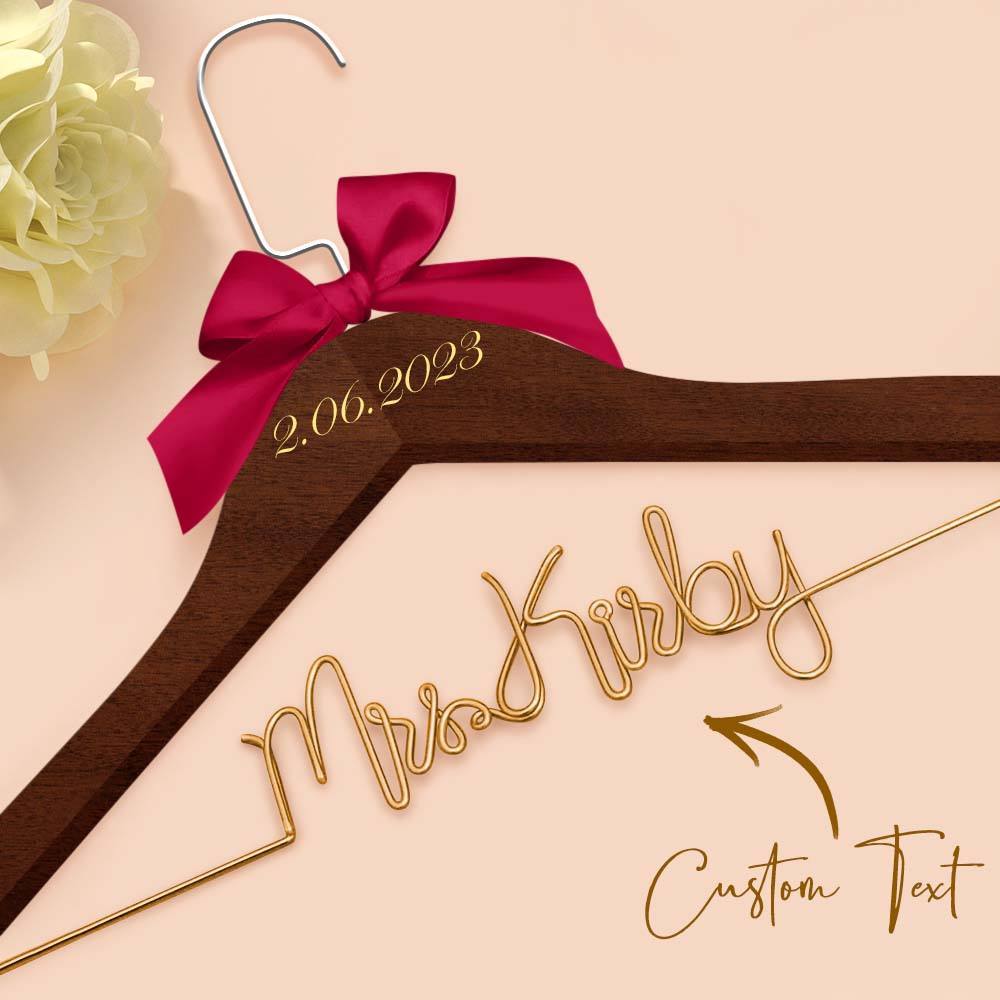 Custom Bridal Hanger Wedding Name Hanger, Personalized Wedding Hanger Dress Hanger Wedding Gifts - yournamenecklaceuk