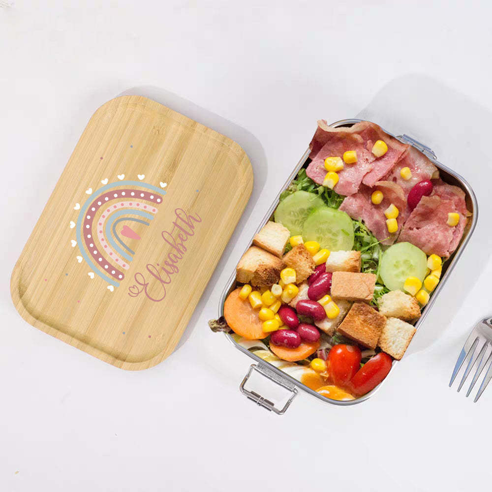 Personalized Lunch Box for Children Custom Stainless Steel Lunch Box with Name Back to School Gift for Children - yournamenecklaceuk