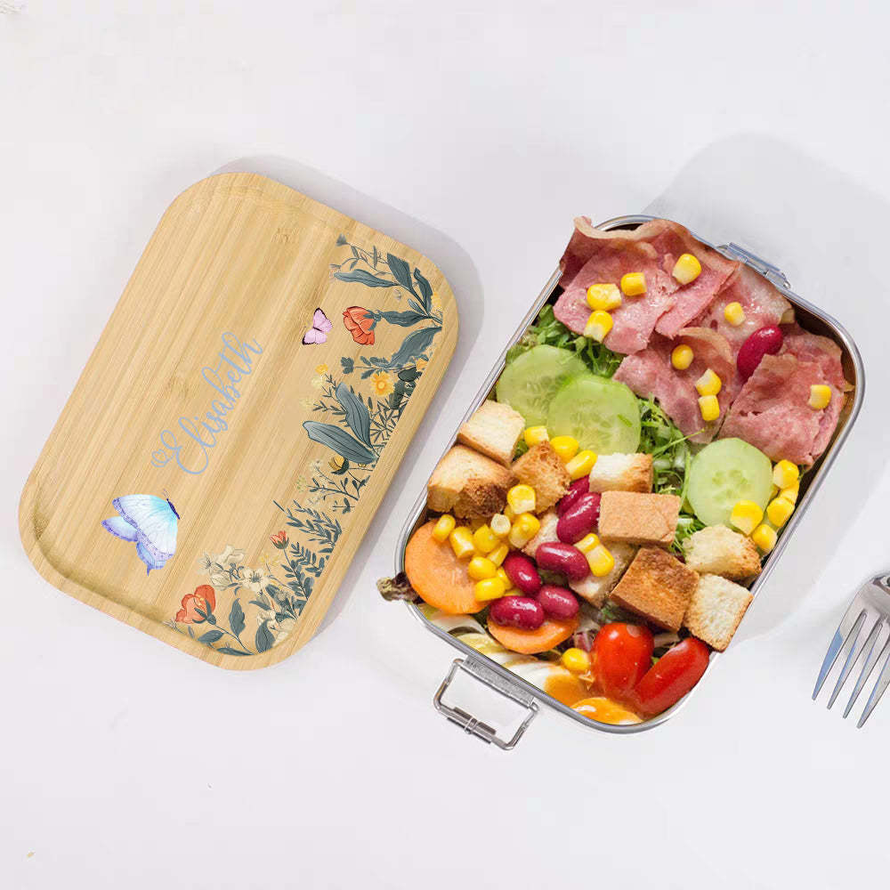 Personalized Lunch Box for Children Custom Stainless Steel Lunch Box with Name Back to School Gift for Children - yournamenecklaceuk