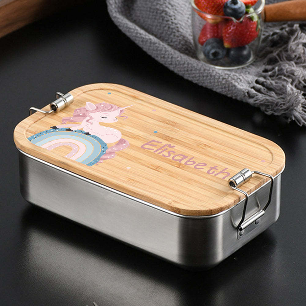 Personalized Lunch Box for Children Custom Stainless Steel Lunch Box with Name Back to School Gift for Children - yournamenecklaceuk