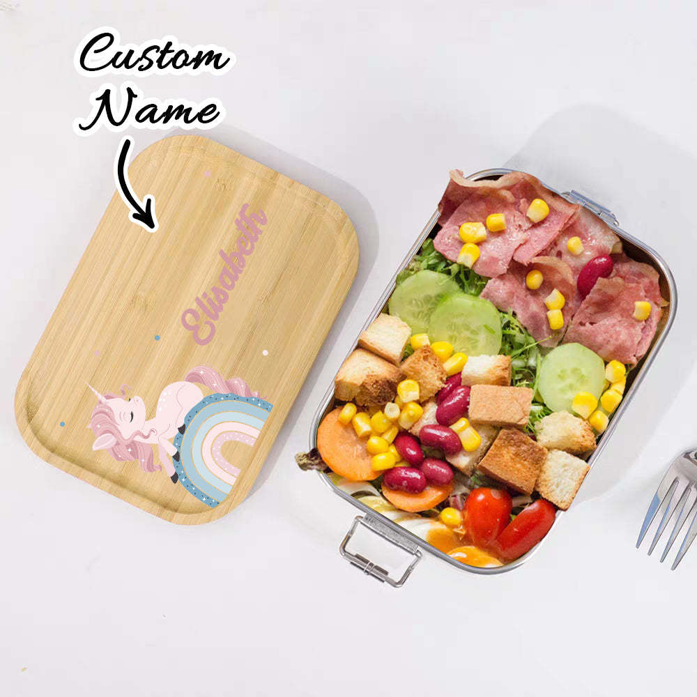Personalized Lunch Box for Children Custom Stainless Steel Lunch Box with Name Back to School Gift for Children - yournamenecklaceuk
