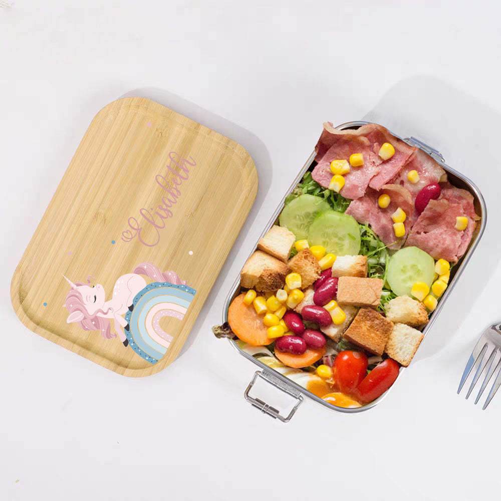 Personalized Lunch Box for Children Custom Stainless Steel Lunch Box with Name Back to School Gift for Children - yournamenecklaceuk