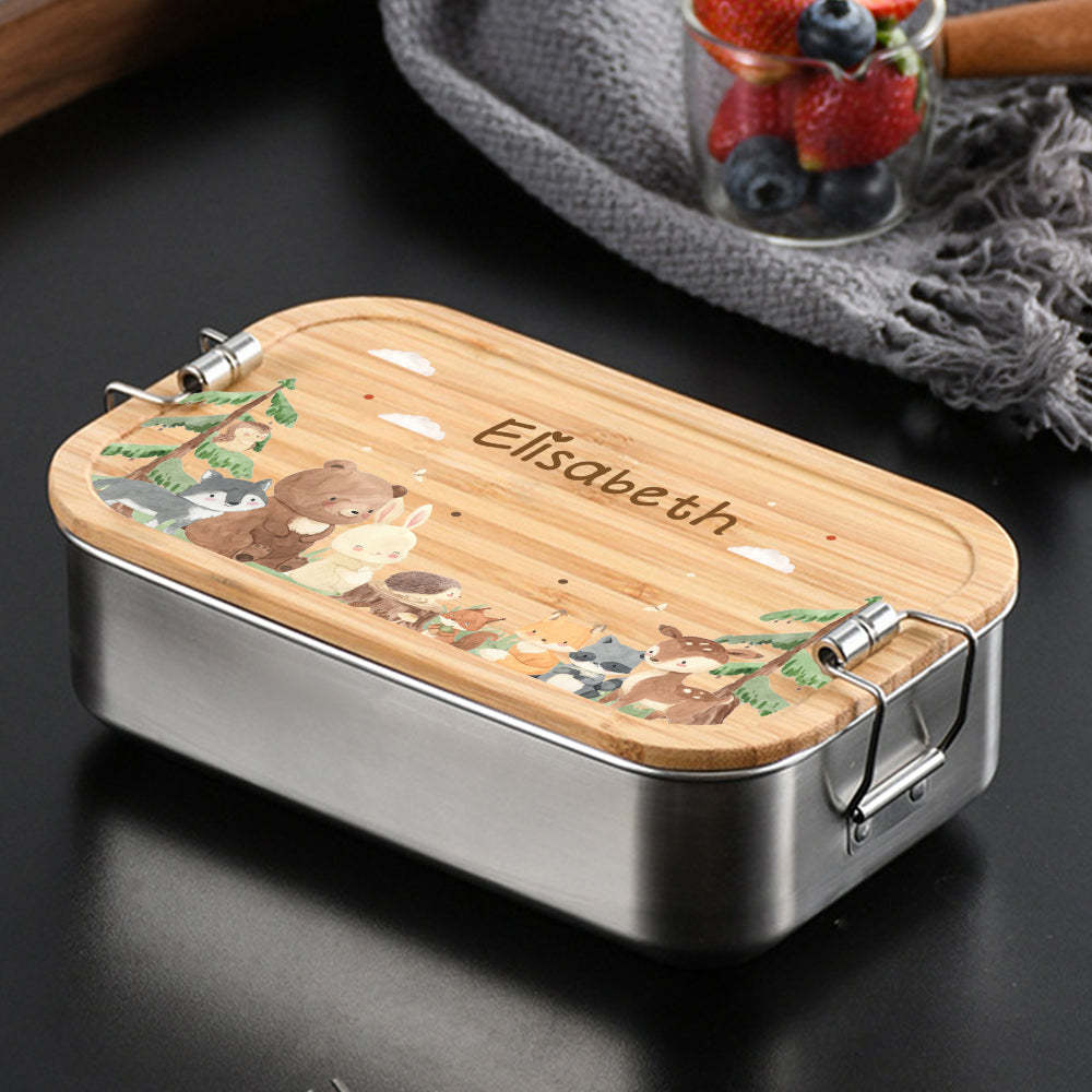 Personalized Lunch Box for Children Custom Stainless Steel Lunch Box with Name Back to School Gift for Children - yournamenecklaceuk