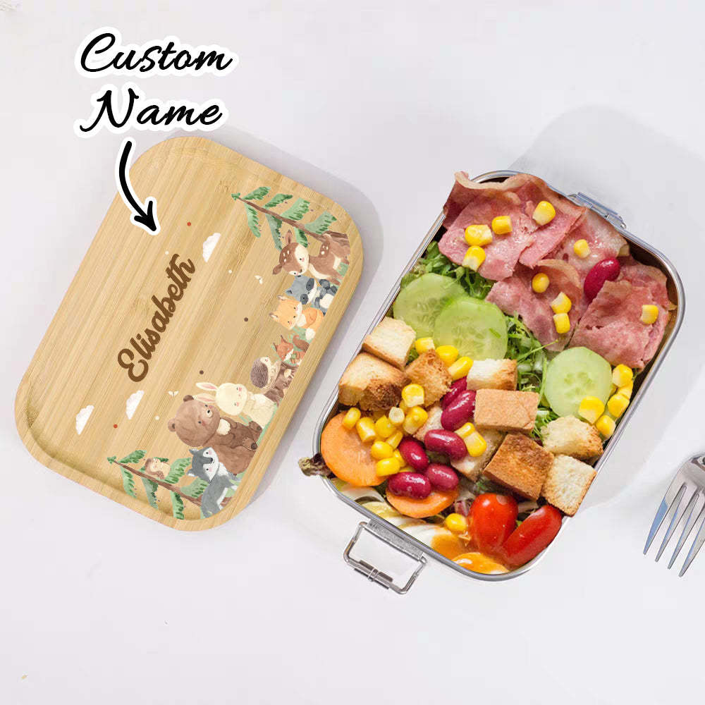Personalized Lunch Box for Children Custom Stainless Steel Lunch Box with Name Back to School Gift for Children - yournamenecklaceuk