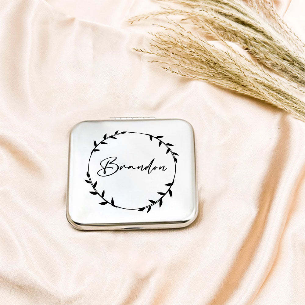 Personalized Engraved Silver Compact Mirror Favor, Custom Engraved Name Pocket Mirror, Gift for Her, Bridesmaid Gifts, Wedding Party Gifts - yournamenecklaceuk