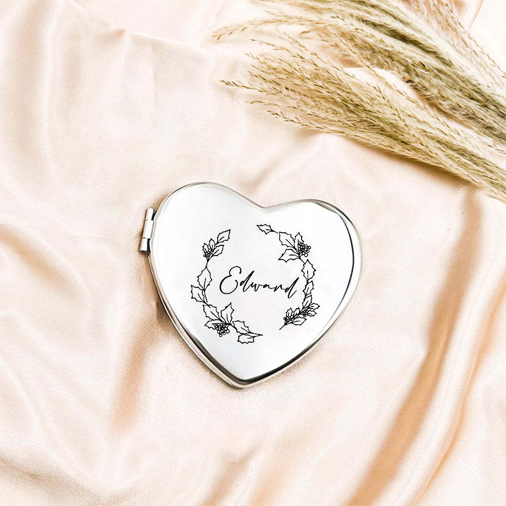 Personalized Engraved Silver Compact Mirror Favor, Custom Engraved Name Pocket Mirror, Gift for Her, Bridesmaid Gifts, Wedding Party Gifts - yournamenecklaceuk