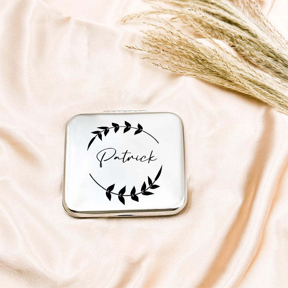 Personalized Engraved Silver Compact Mirror Favor, Custom Engraved Name Pocket Mirror, Gift for Her, Bridesmaid Gifts, Wedding Party Gifts - yournamenecklaceuk