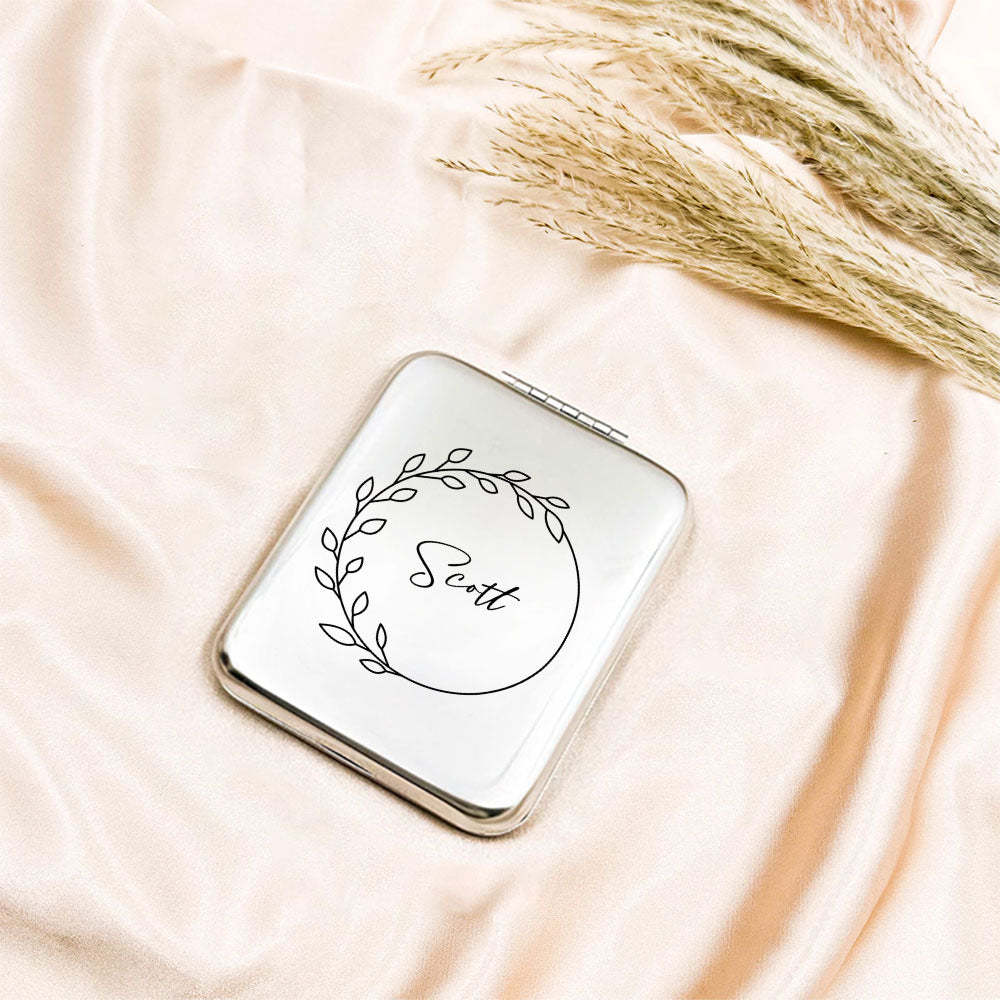 Personalized Engraved Silver Compact Mirror Favor, Custom Engraved Name Pocket Mirror, Gift for Her, Bridesmaid Gifts, Wedding Party Gifts - yournamenecklaceuk