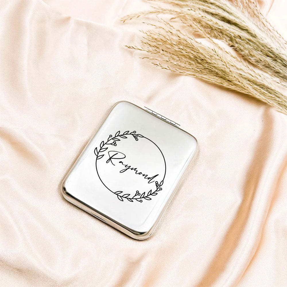 Personalized Engraved Silver Compact Mirror Favor, Custom Engraved Name Pocket Mirror, Gift for Her, Bridesmaid Gifts, Wedding Party Gifts - yournamenecklaceuk