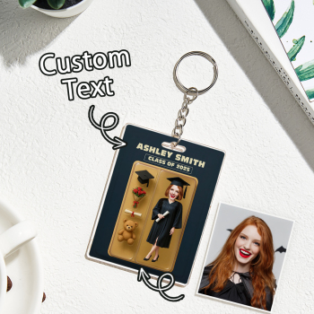 Custom 3D Effect Action Figure Pack Packaging Toy Box Style Art Gift Personalized Acrylic Keychain Gift for Graduates