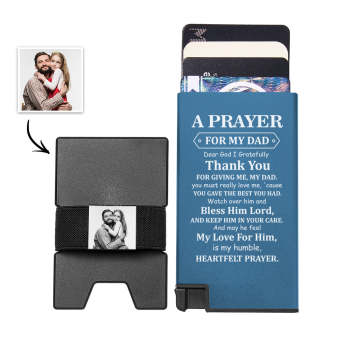 Custom Photo Automatic Ejection Card Wallet With Cash Strap Metal Card Holder Business Accessory For Dad - yournamenecklaceuk