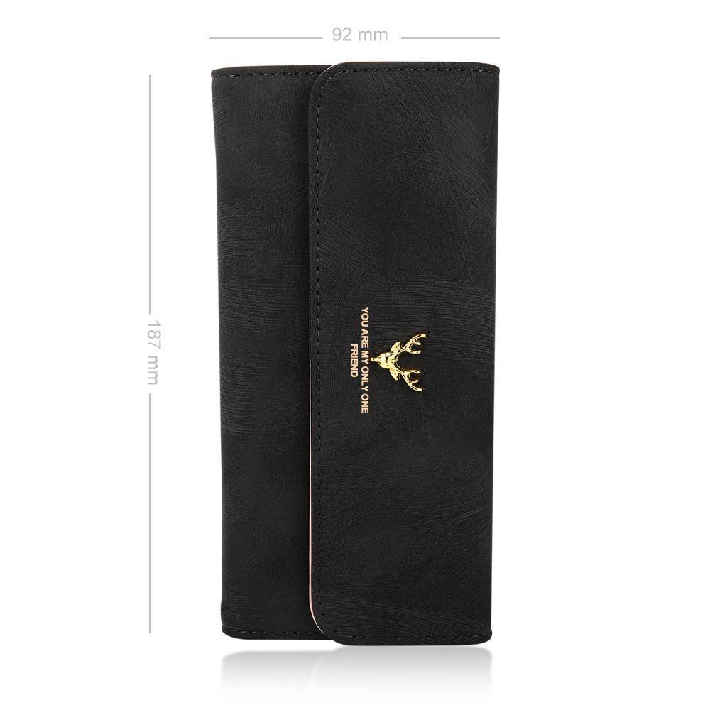 Women's Trifold Photo Wallet - Black Leather