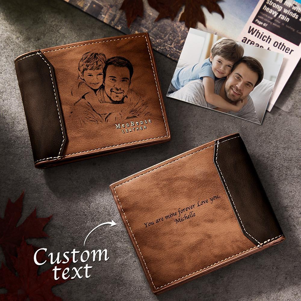 Custom Photo Engraved Wallet Shadow Leather Simple Gifts - yournamenecklaceuk