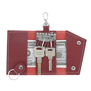Photo Leather Key Case, Key Holder Wallet Dark Red - yournamenecklaceuk