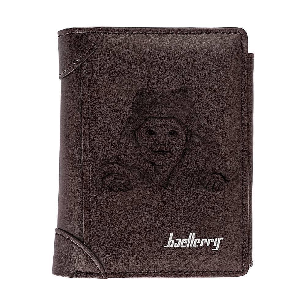 Men's Custom Inscription Photo Engraved Wallet Coffee Leather Fashion Style - yournamenecklaceuk