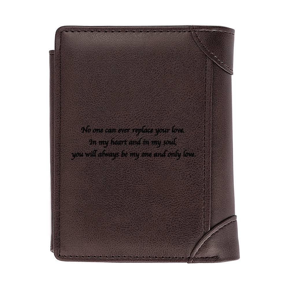 Men's Custom Inscription Photo Engraved Wallet Coffee Leather Fashion Style - yournamenecklaceuk