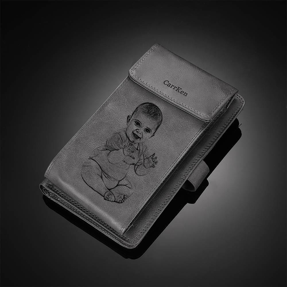 Photo Engraved Wallet Personalised Mens Wallet Photo Wallet Case - yournamenecklaceuk