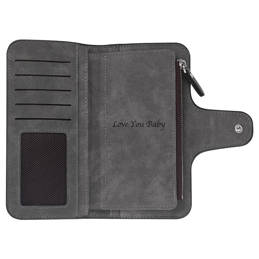 Photo Engraved Wallet Long Leather Wallet - Men's - yournamenecklaceuk