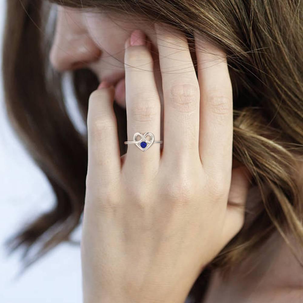 Personalised Birthstone Heart Ring - yournamenecklaceuk