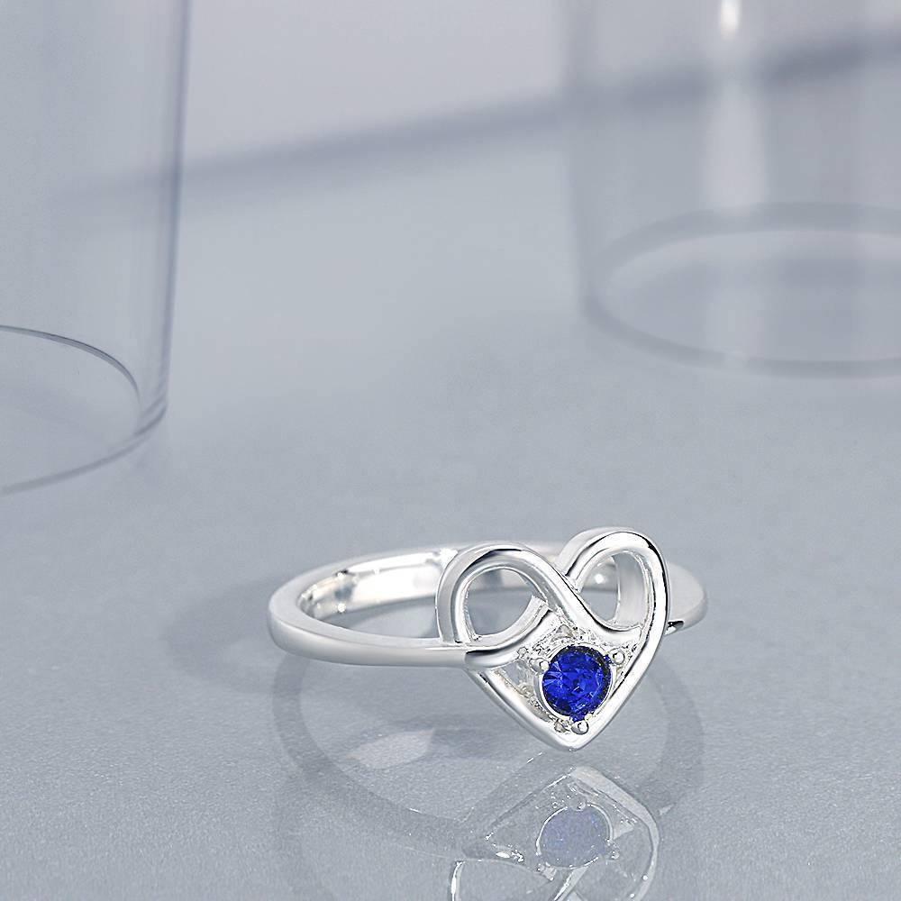 Personalised Birthstone Heart Ring - yournamenecklaceuk