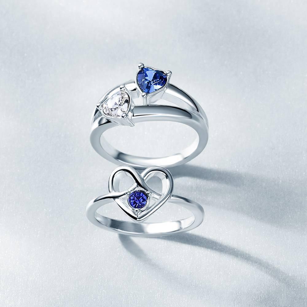 Personalised Birthstone Heart Ring - yournamenecklaceuk