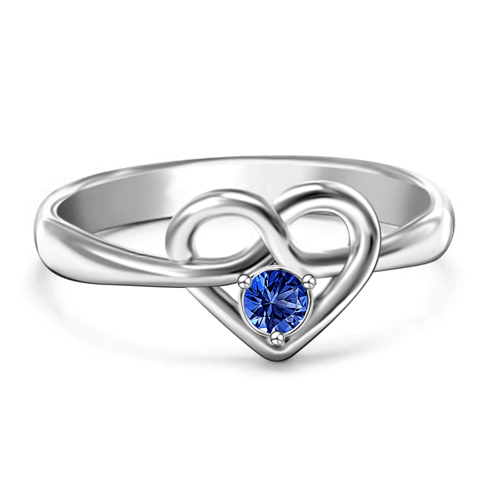 Personalised Birthstone Heart Ring - yournamenecklaceuk
