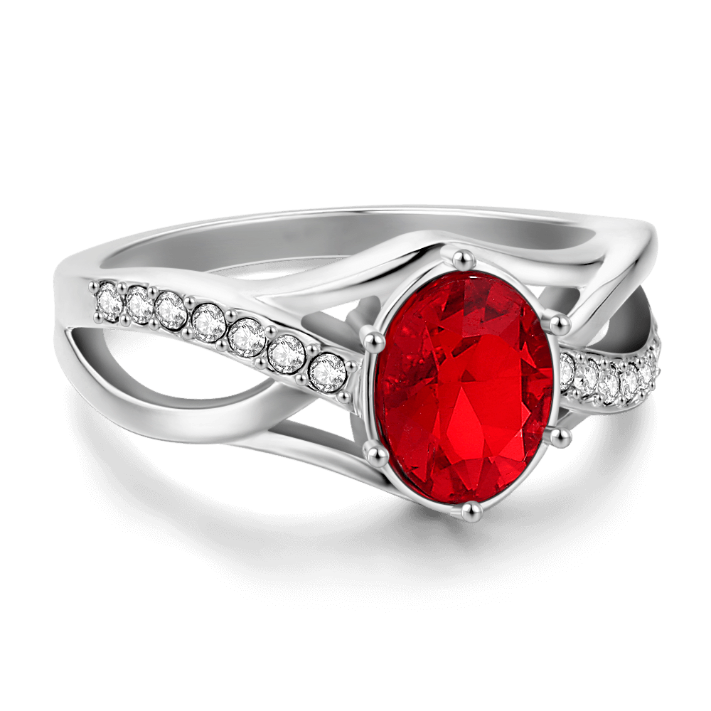 Personalised Birthstone Eternity Ring with Twin Accent Rows Silver - yournamenecklaceuk