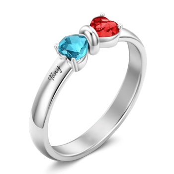 Engraved Birthstone Adorable Bow Ring - yournamenecklaceuk