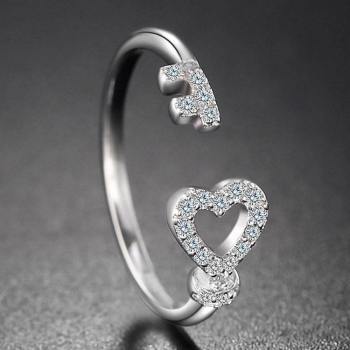 Heart Lock and Key Ring Silver - yournamenecklaceuk