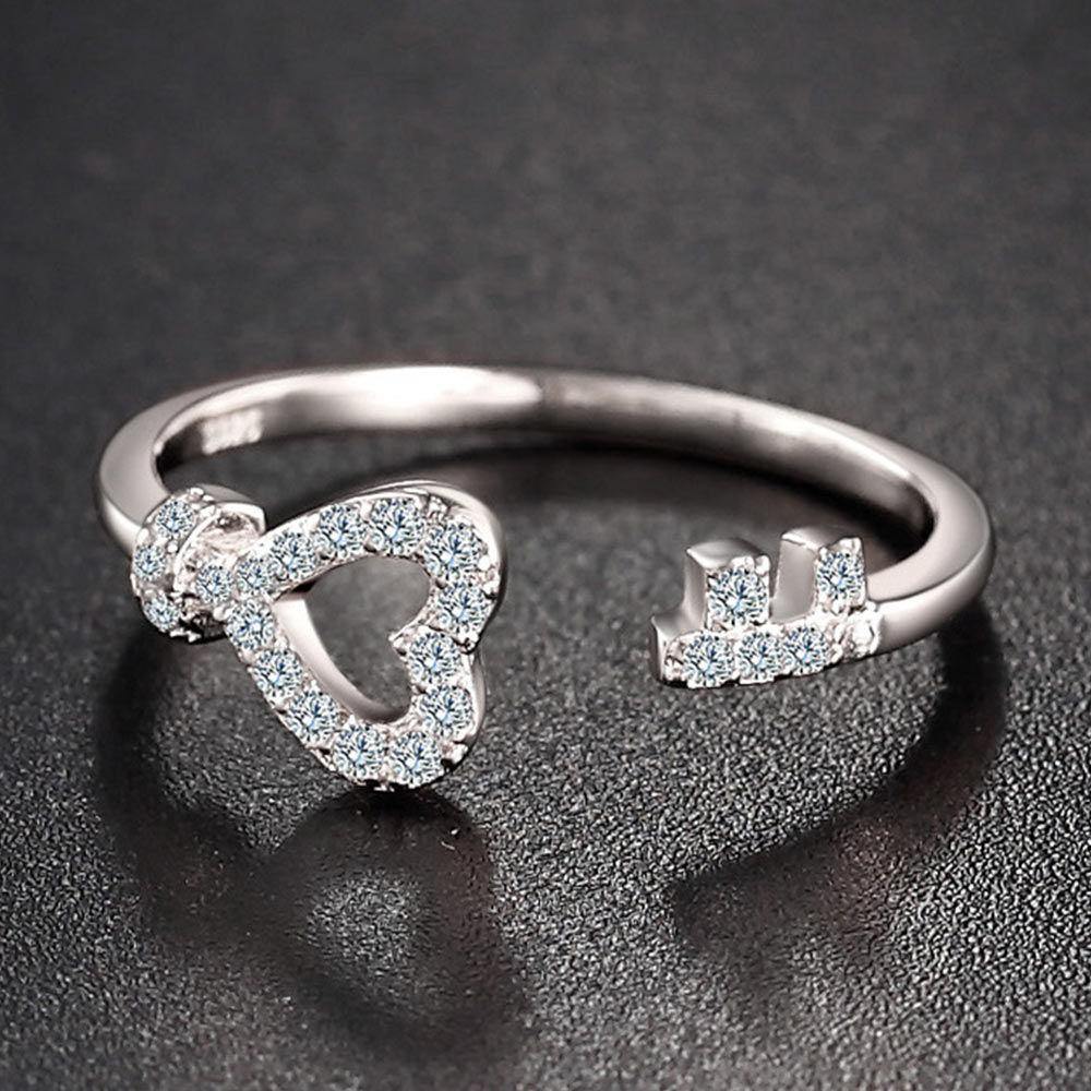 Heart Lock and Key Ring Silver - yournamenecklaceuk