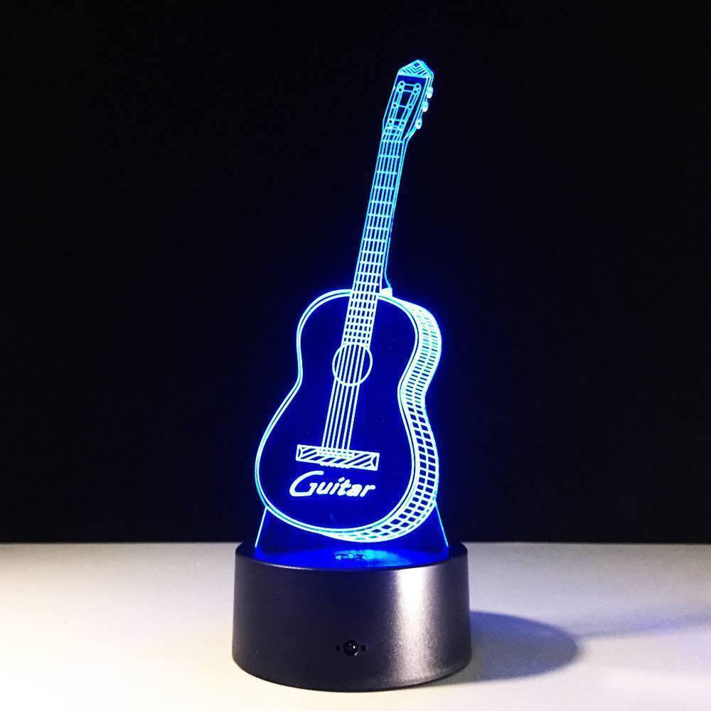 Guitar 3D Colorful Night Light Touch Seven Color Change - yournamenecklaceuk