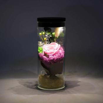 Night Lamp, LED Bottle Lamp Touch Light - Pink Flower - yournamenecklaceuk