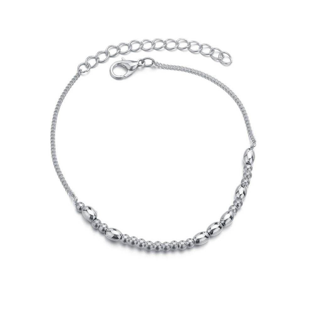 Beaded Anklet, Thin Anklet Silver Color-yournamenecklaceuk