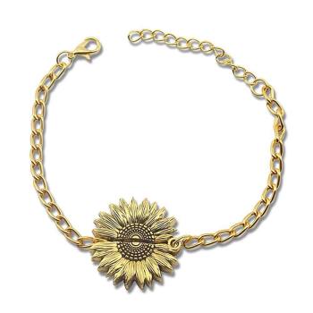 Sunflower Bracelet, Double Layer Lettering Vintage - yournamenecklace
