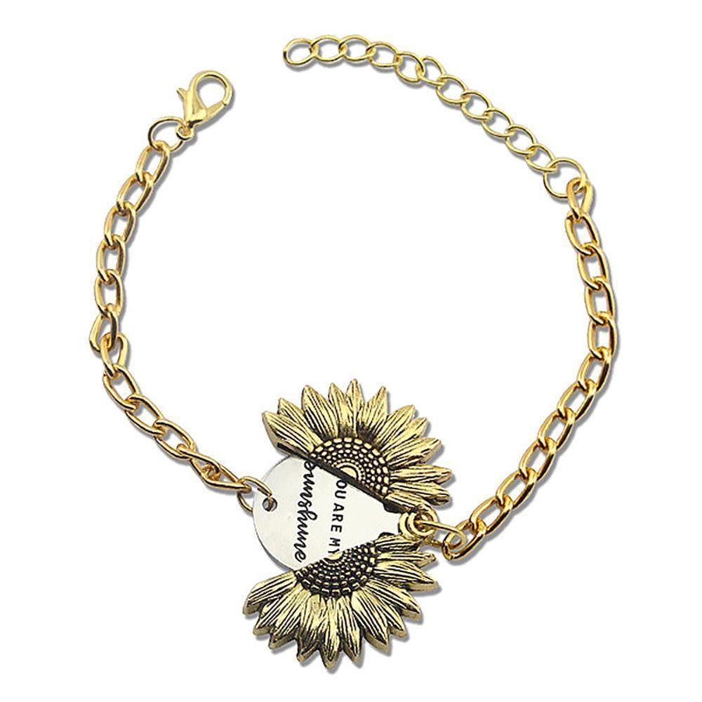 Sunflower Bracelet, Double Layer Lettering Vintage Unique Gift - yournamenecklace