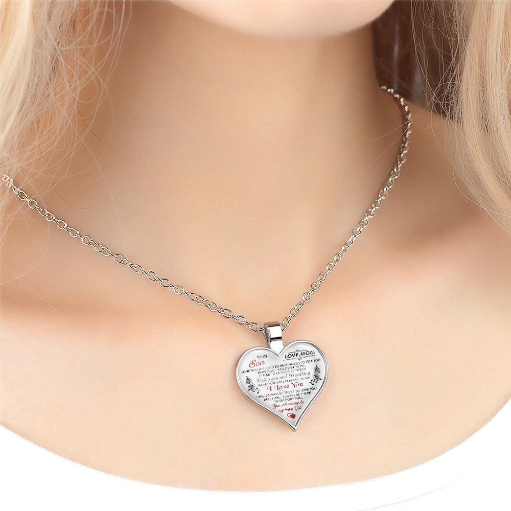 Heart Necklace A Unique and Thoughtful Gift Mom And Son - Silver - soufeelus