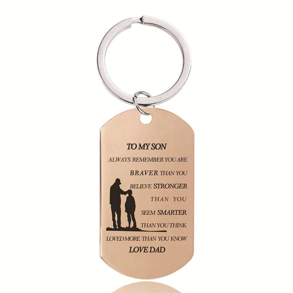 TO MY SON Keychain Rose Gold Color Love Dad Memorial Gifts - soufeelus