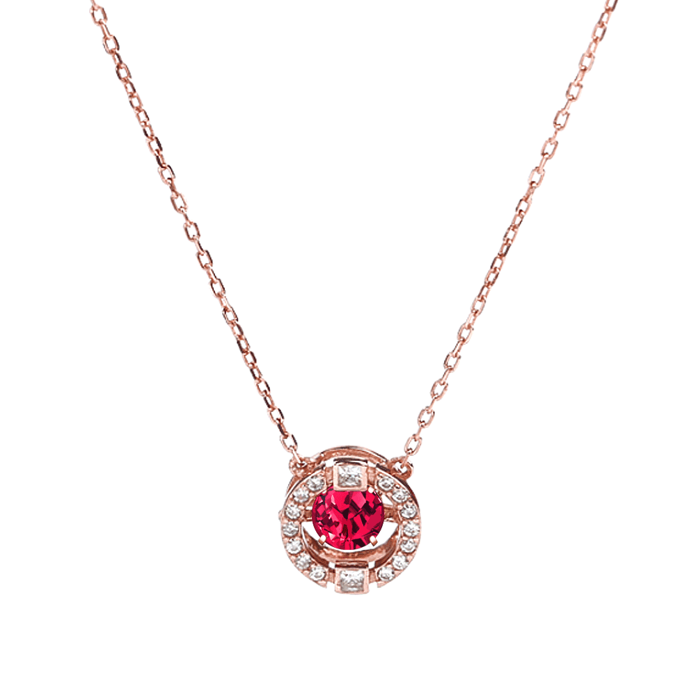 Red Dancing Stone Necklace Rose Gold Plated Silver - soufeelus
