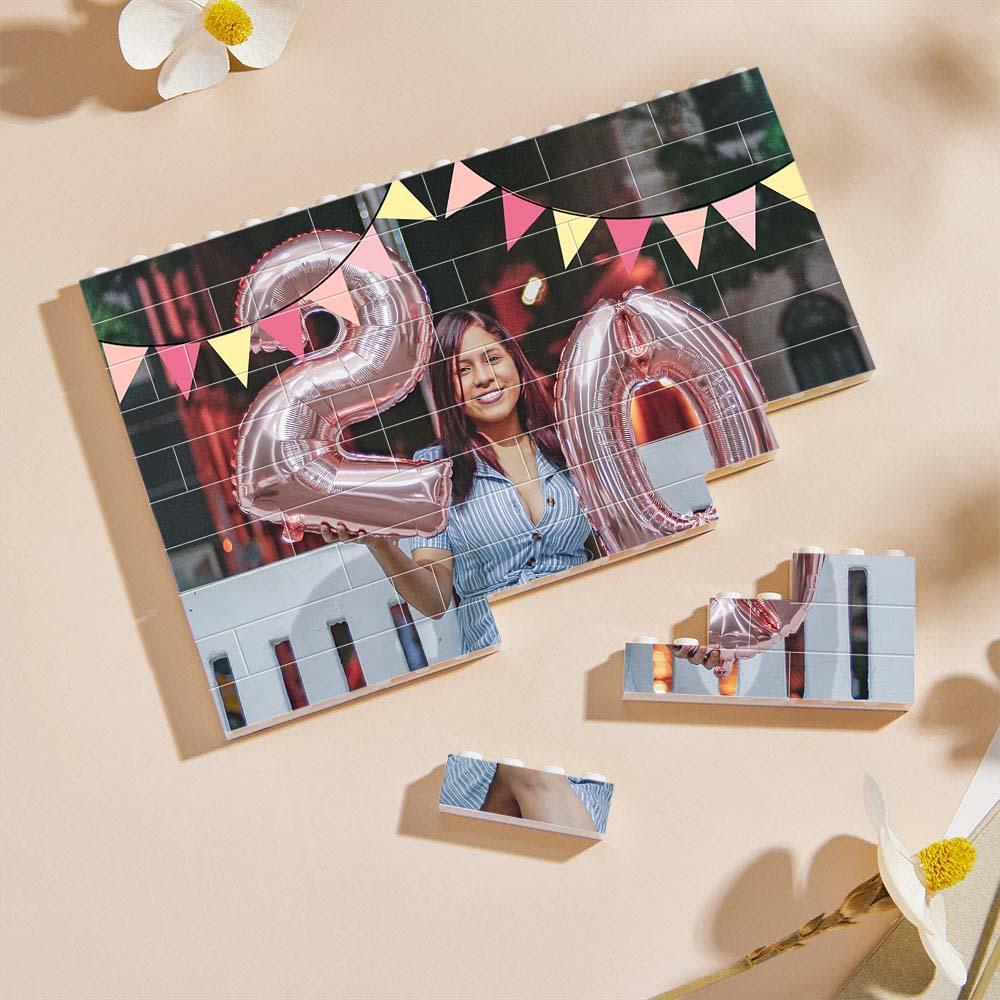 Custom Collage Photo Building Blocks Square Shape Building Bricks Gift for Him - Name Necklace