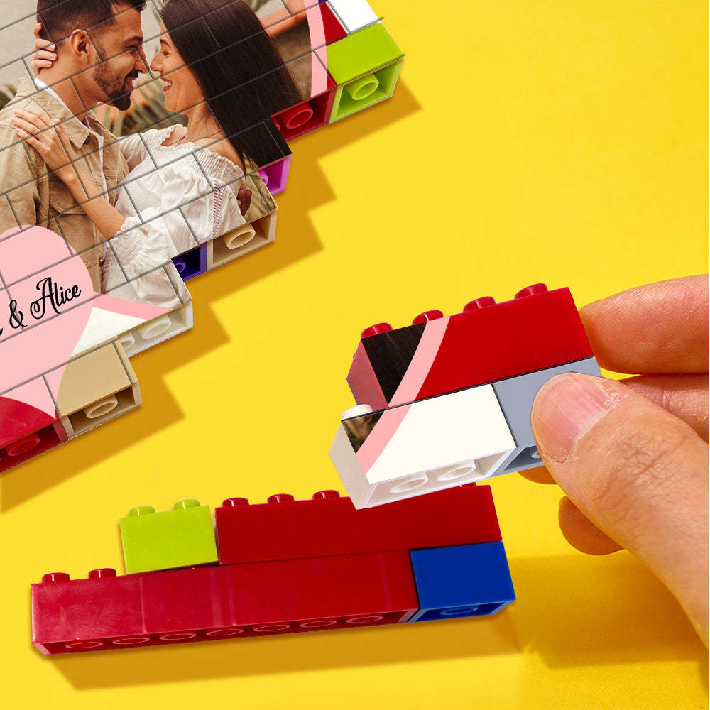 Personalised Colors Building Brick Puzzles Custom Photo Block Gifts for Lovers - yournamenecklaceuk