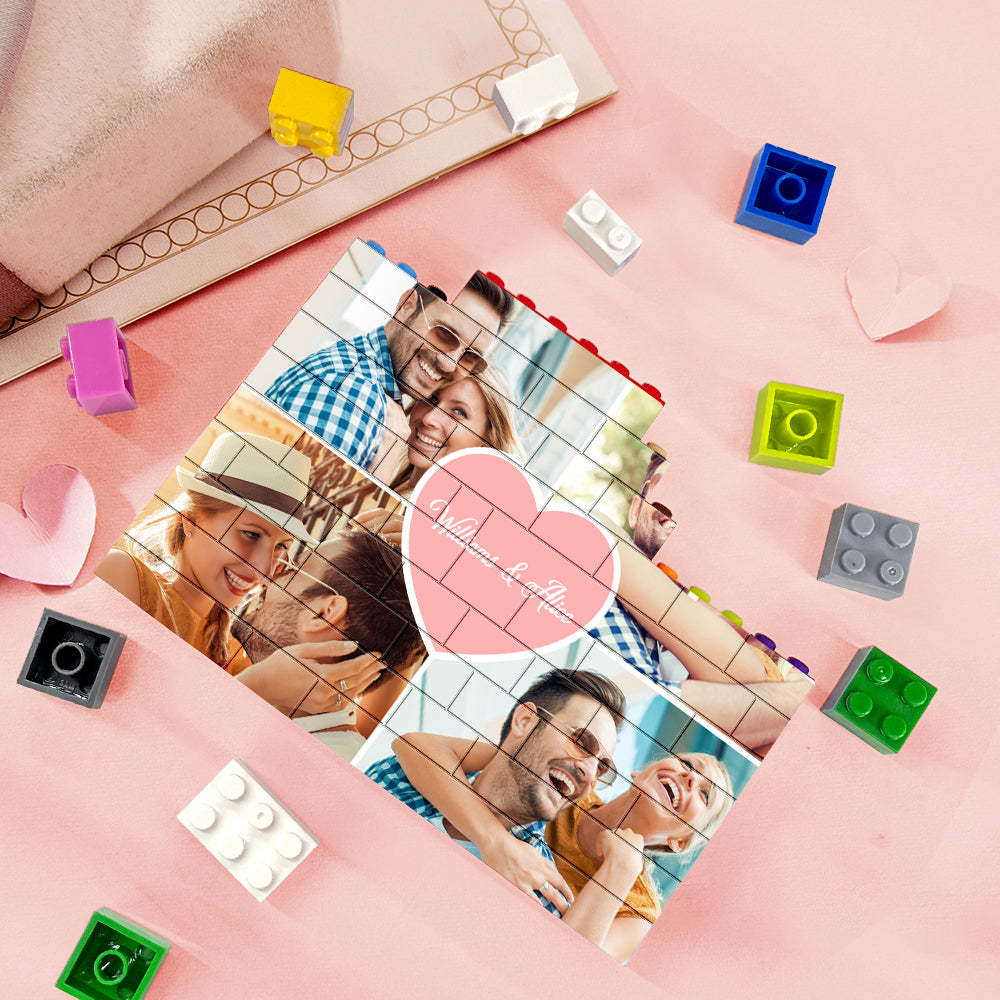 Personalised Colors Building Brick Puzzles Custom Collage Photo Block Gifts for Lovers - yournamenecklaceuk