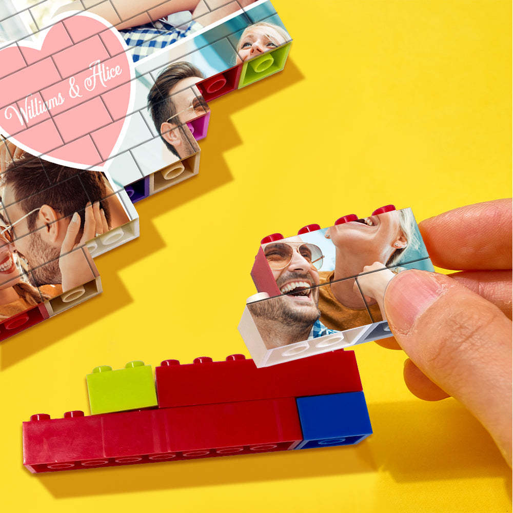 Personalised Colors Building Brick Puzzles Custom Collage Photo Block Gifts for Lovers - yournamenecklaceuk